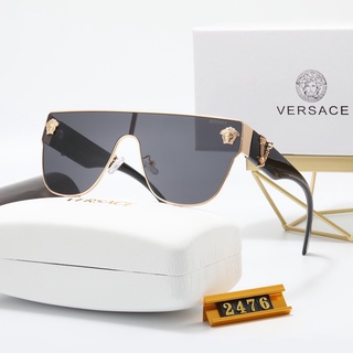 Versace แว่นตากันแดด กรอบโลหะ ทรงสี่เหลี่ยม ขนาดใหญ่ หรูหรา สไตล์วินเทจ UV400 Lentes De Sol Muje