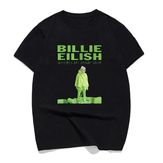 เสื้อยืดอินเทรนด์ผู้ชายอินเทรนด์ผู้หญิงDs32w366 เสื้อยืด ผ้าฝ้าย พิมพ์ลาย Billie Eilish Wheres My Mind Tour สไตล์วินเทจ
