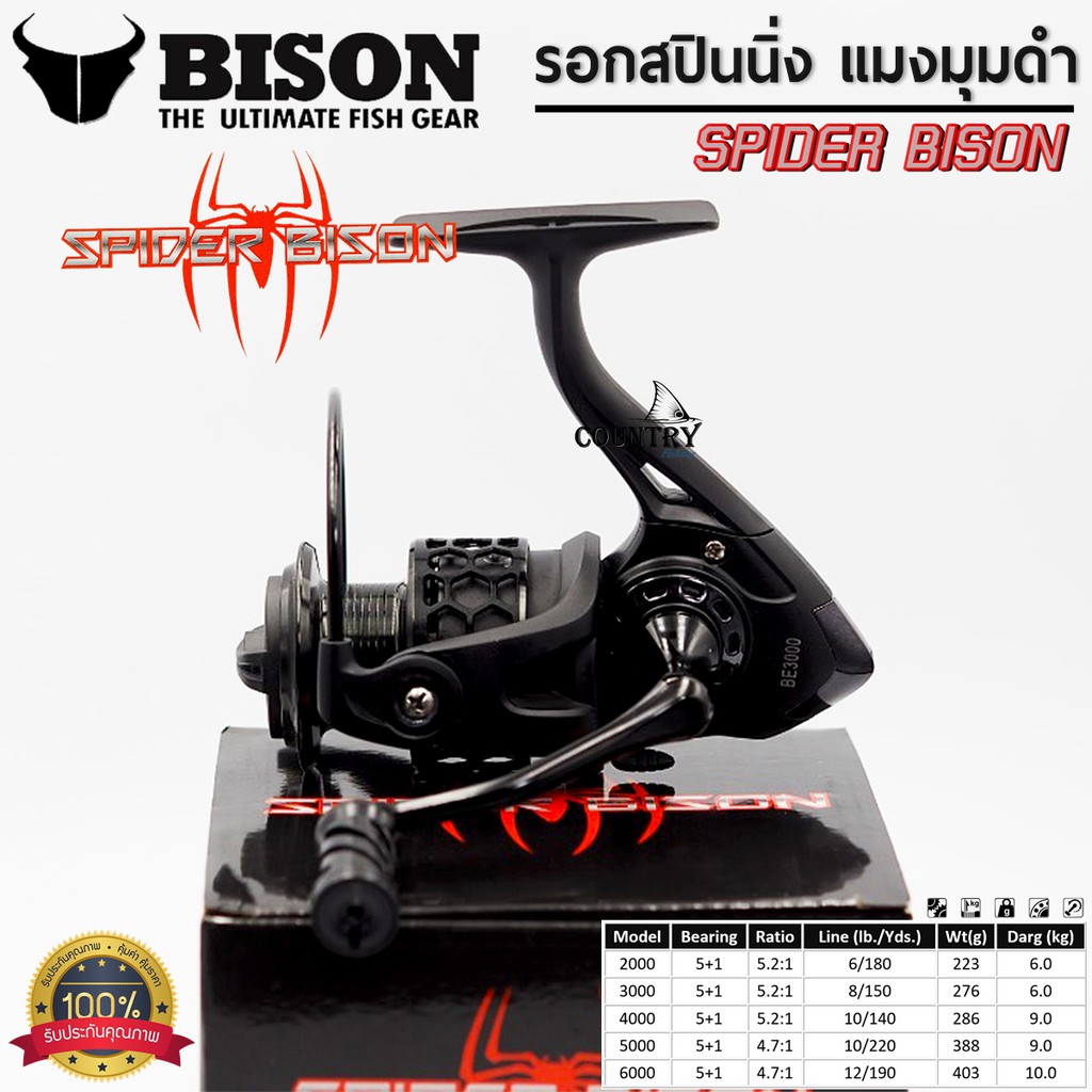 spider-bison-แมงมุมดำ-รอกสปินนิ่งไบสัน-สุดสวย-สีดำด้าน-ดุๆ-รับประกันคุณภาพ
