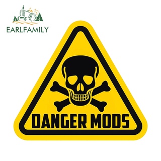 Earlfamily สติกเกอร์ไวนิล ลาย Danger Moos Warning Sign 13 ซม. x 11.6 ซม. สําหรับติดตกแต่งกระจกรถยนต์