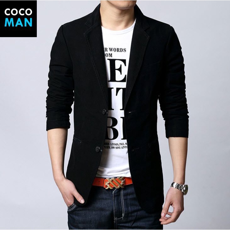 coco-man-พร้อมส่ง-เสื้อสูทผู้ชาย-สีดำ-กระดุม-2-เม็ด-แต่งกระเป๋าข้าง-สูททำลอง-สูทใส่ทำงาน