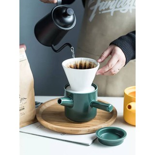 ชุดดริปเซรามิก ชุดดริปกาแฟ ดริปกาแฟสด หม้อกรองกาแฟทำมือ Hand made coffee pot filter--สินค้าพร้อมส่ง--