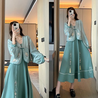 😘ชุดจีนโบราณผู้หญิง😘ผ้าใส่สบาย Hanfu ผู้หญิงที่สง่างาม ชุดจีนโบราณ ชุดจีนนางฟ้า​