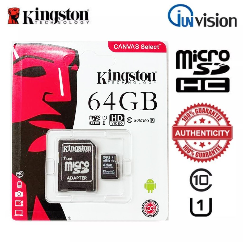 ภาพหน้าปกสินค้าKINGSTON ของแท้ประกันศุนย์ 64GB MICRO SD TF CARD 64GB/16GB/32GB/128GB Class 10