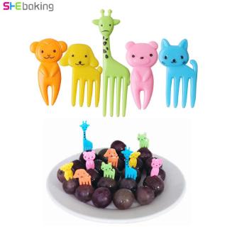 10pc/set Fruits Fork Animal Mini Cartoon Forks Children Snack Cake Dessert Fruit Toothpick Party Decor