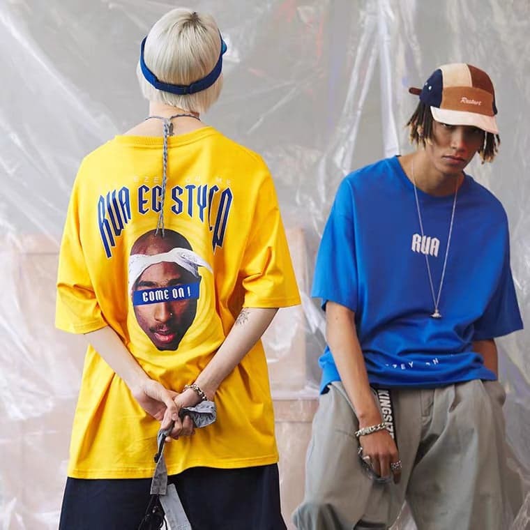 l-aua-เสื้อยืดแขนสั้นลาย