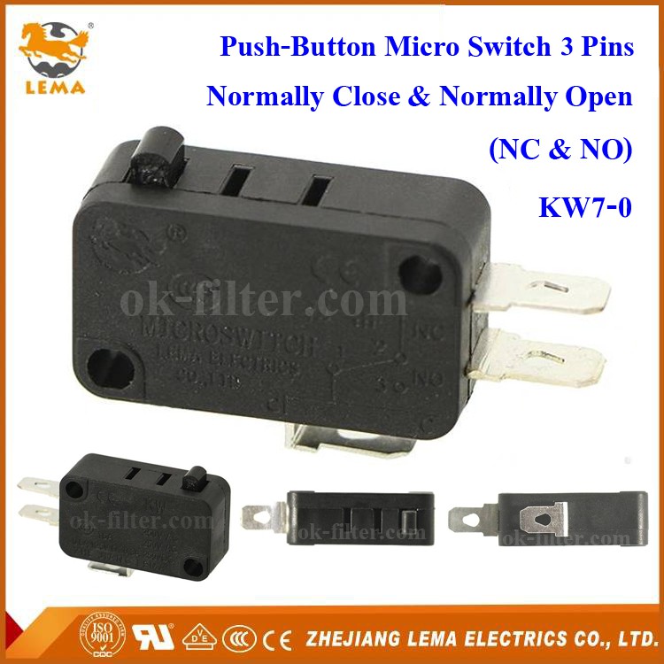 ราคาและรีวิวPush-Button Micro Switch 3 Pins (NC & NO) KW7-0