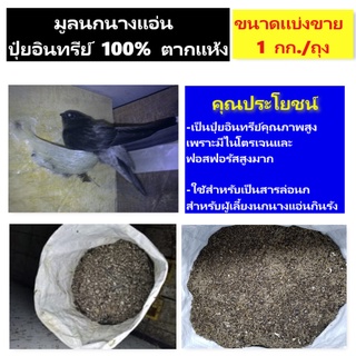 ปุ๋ย มูลนกนางแอ่น ขึ้นก ปุ๋ยขึ้นก ปุ๋ยอินทรีย์ 100% นกนางแอ่น ปุ๋ยมูลนก 1ถุง/1กิโลกรัม