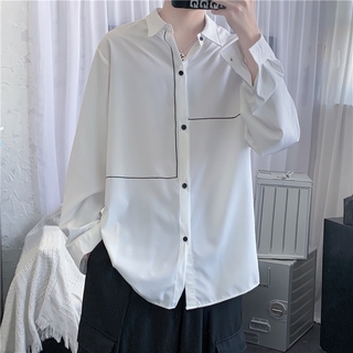 【M-2XL】Hot Fashion Ins Loose Long Sleeve Male Student Handsome Shirt Korean Style Oversize Casual Top Clothes