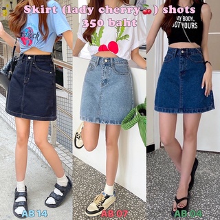 สินค้า 🧤กระโปรงยีนส์ S-6XL🍒รุ่น Skirt lady cherry short by rainbow.jeans
