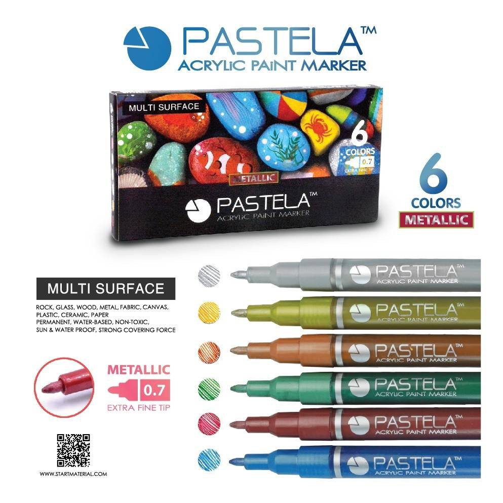 pastela-acrylic-paint-marker-ชุดปากกาสีอะครีลิค-6-12-18-สี