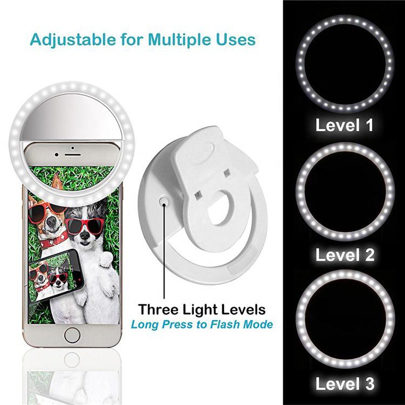 selfie-led-ring-rk-12-ไฟวงแหวนเซลฟี่แบบหนีบกับโทรศัพท์มือถือ-ปรับระดับความสว่างได้ถึง-3-ระดับ-แบบชาร์จไฟ