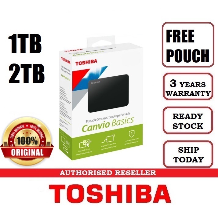 Toshiba ฮาร์ดดิสก์ภายนอก Canvio Basics แบบพกพา HDD USB 3.0 (500GB/1TB ...