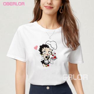 ฤดูร้อนผู้หญิง Betty Boop ตลก T เสื้อการ์ตูนหญิงพิมพ์ลำลองแขนสั้น T-shirt