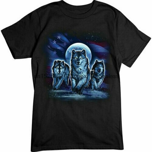 เสื้อยืดพิมพ์ลายแฟชั่น-เสื้อยืด-พิมพ์ลายหมาป่า-สไตล์อเมริกัน