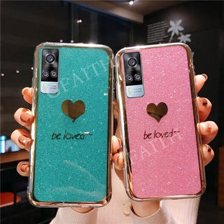 Ready Stock เคสโทรศัพท์ VIVO Y31 2021 Back Cover Fashion Couple Bling Gold Glitter Be Loved Casing New Phone Case VIVOY31 2021