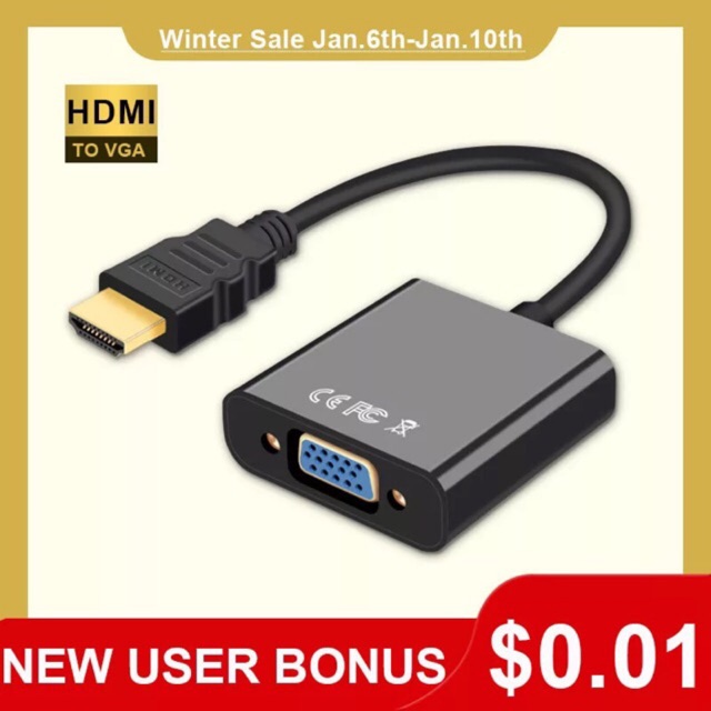 HDMI Male To VGA HD 1080P Cable Converter Adapter for PC DVD TV Monitor ...