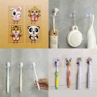 Transparent Cartoon Bathroom Organizer Strong Self-adhesive Holder Sticky Hook