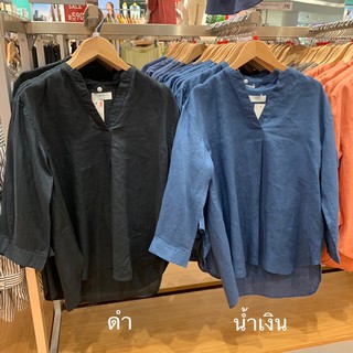 UNIQLO 100% S M L XL เสื้อเชิ้ตผ้าลินินพรีเมี่ยม ผ้าลินินแท้ นิ่มสบาย ของแท้💯💯จากช็อป