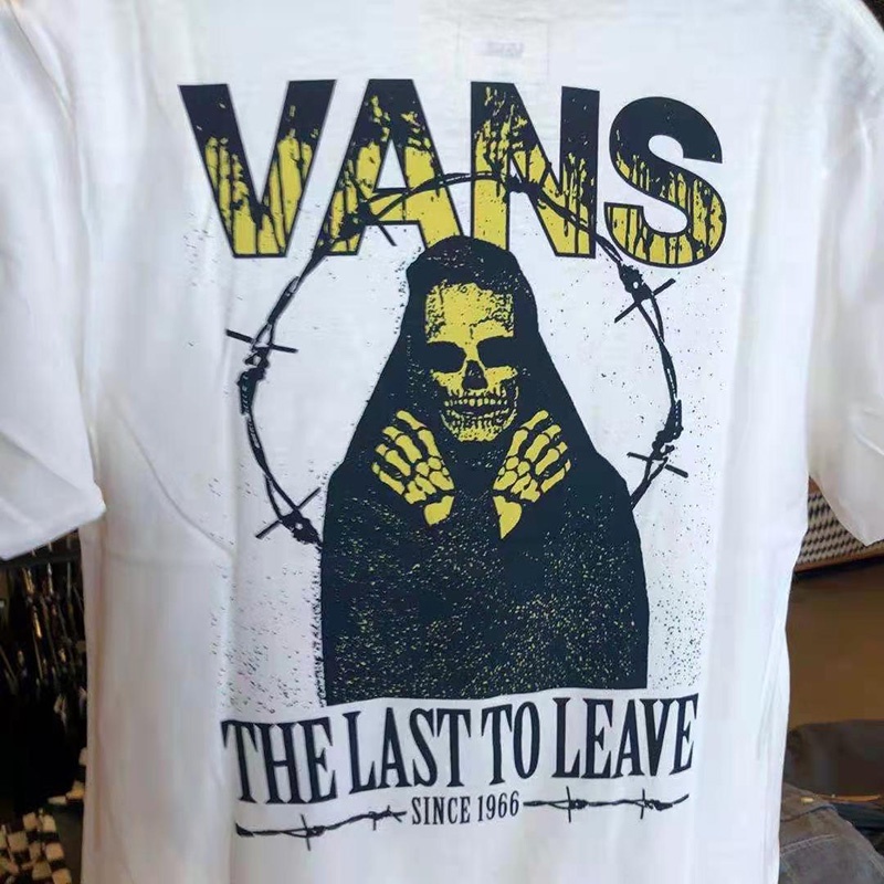 vans-เสื้อยืดลําลองสําหรับผู้ชายผ้าฝ้ายแขนสั้นคอกลมพิมพ์ลายใส่สบาย