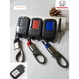 พร้อมส่ง เคสเคฟล่ากุญแจรีโมทรถยนต์ Honda City Jazz HRV CRV Accord Civic FC FK HR-V CR-V Smart Car Key Case 3 ปุ่ม