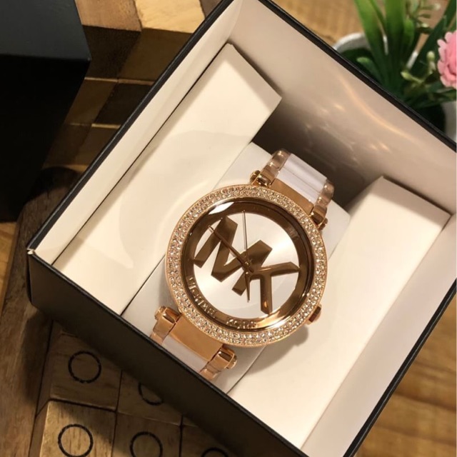 Michael Kors Parker Rose And White Acetate Watch MK6365