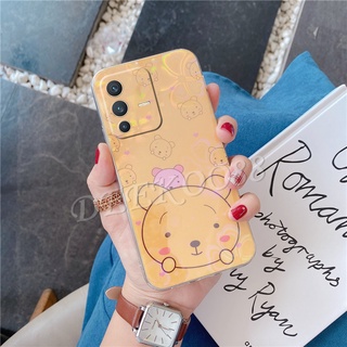 Cute Cartoon Bear เคสโทรศัพท์ VIVO V23 5G V23E 2022 New Casing  Silicone Soft Shell Colorful Cherry Blossoms Back Cover Phone Case วีโว่V23 วีโว่V23e เคส