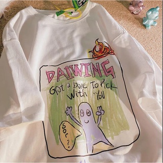 เสื้อยืดแขนสั้น ผ้าฝ้าย 100% พิมพ์ลายการ์ตูนอนิเมะอเมริกัน โอเวอร์ไซซ์ เหมาะกับฤดูร้อน สําหรับผู้หญิง