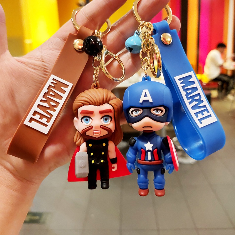 ใหม่-พวงกุญแจ-จี้ตุ๊กตากัปตันอเมริกา-thor-3d-pvc-ของขวัญขายส่ง