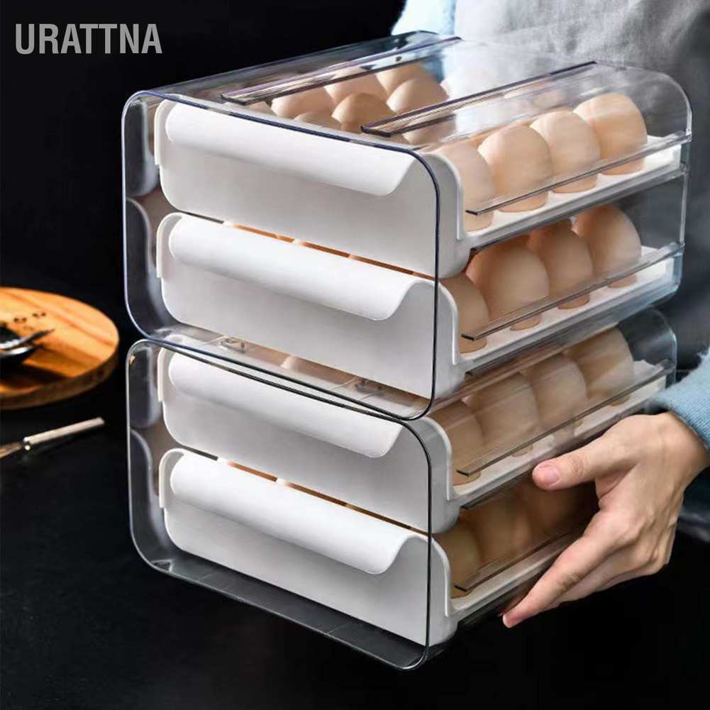 urattna-ลิ้นชักไข่สองชั้น-ปลอดสารพิษ-ความจุขนาดใหญ่-พร้อมที่จับสำหรับตู้เย็น