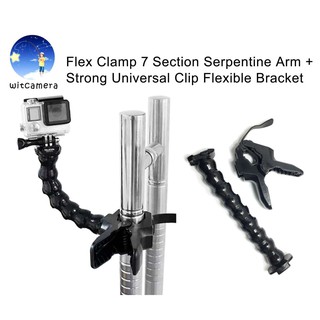 ภาพหน้าปกสินค้าFlex Clamp 7 Section Serpentine Arm + Strong Universal Clip Flexible Bracket for GoPro SJCam YI and other sprot cameras ที่เกี่ยวข้อง
