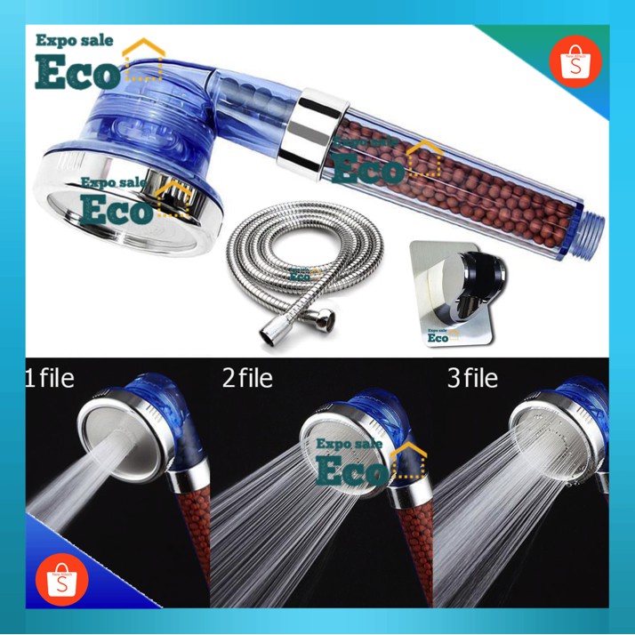 ECOTECH ฝักบัวสปา ฝักบัวหิน น้ำแร่ไออ้อน+(พร้อมสาย ) O2 Shower Head Spa ...