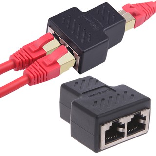 สินค้า 1 To 2 Ways LAN Ethernet Network Cable RJ45 Female Splitter อะแดปเตอร์เชื่อมต่อ