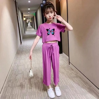 สาวฤดูร้อนชุด เวอร์ชั่นเกาหลีของเด็กใหญ่สวมใส่กางเกงขากว้างต่างประเทศสาวสุทธิสีแดงน้ำสองชิ้น SJ4182