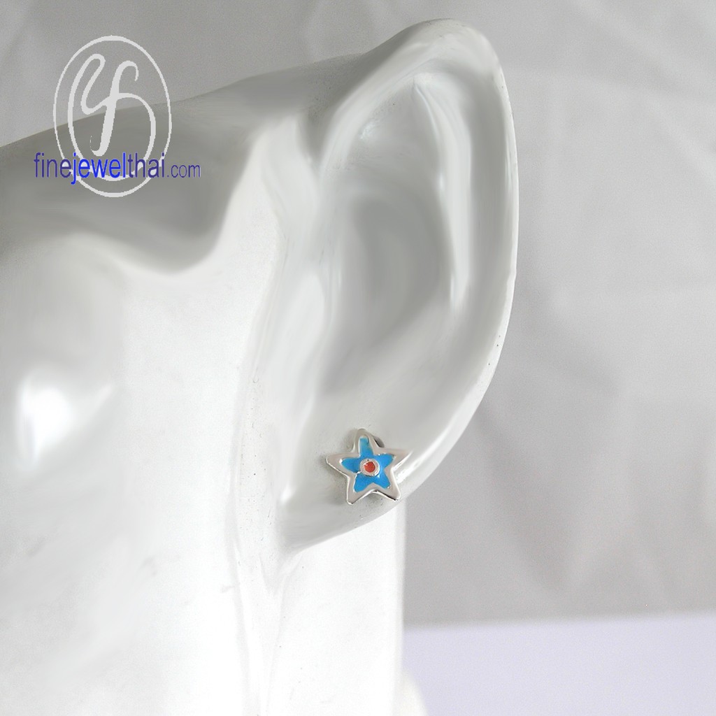 finejewelthai-ต่างหูรูปดาว-ต่างหูลงสี-ต่างหูเงินแท้-925-silver-enamel-earring-e306400e-2