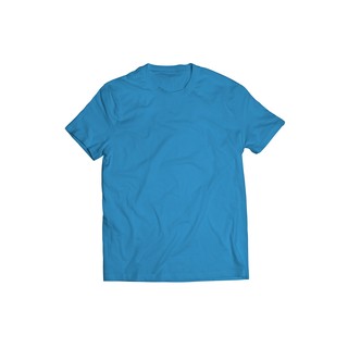 เสื้อยืดคอกลม สีฟ้า ผ้า Cotton 32 100% คุณภาพพรีเมี่ยม มีหลายขนาดให้เลือก