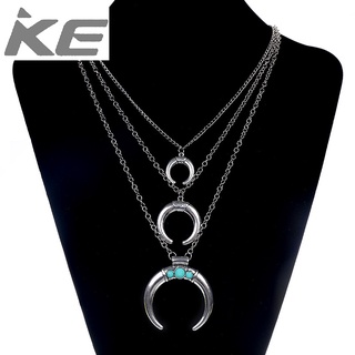 tassel three-circle opening simple gem horn necklace collarbone chain sweater chain women for