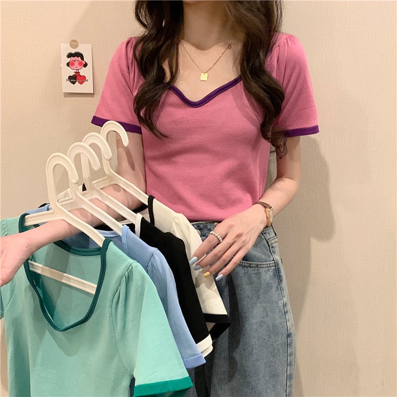 alice-แขนสั้นเสื้อยืดผู้หญิงบางแฟชั่นคอวีไม่สม่ำเสมอบางถักด้านบน-2022-ฤดูร้อน-ทันสมัย-stylish-ทันสมัย-ทันสมัย-fs210090-36z230909