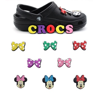 ใหม่ ตัวติดรองเท้า Crocs Jibbitz วัสดุ PVC ลายการ์ตูนมิกกี้เมาส์ โบว์ น่ารัก DIY อุปกรณ์เสริม สําหรับตกแต่งรองเท้าแตะ