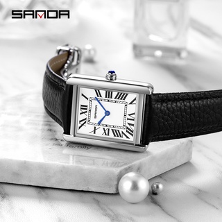 Sanda นาฬิกาข้อมือควอตซ์แฟชั่น สายหนัง กันน้ํา หรูหรา สไตล์นักธุรกิจ สําหรับสุภาพสตรี