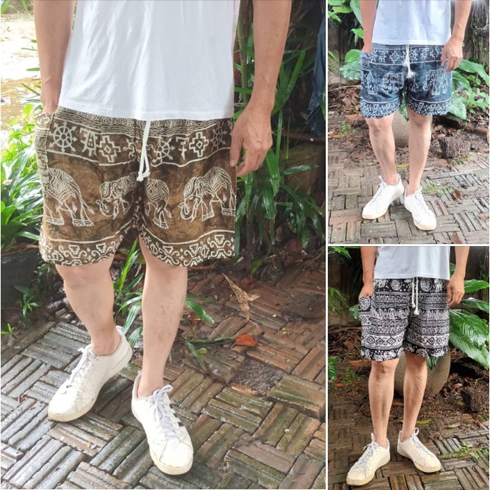 ภาพหน้าปกสินค้ากางเกงขาสั้น กางเกงลายช้าง ชาย/หญิง Elephant pants Thai pants Shorts Short Pant Elephant pant Elephant short จากร้าน ninarcp บน Shopee