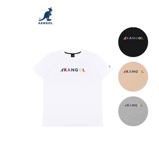 KANGOL T-shirt เสื้อยืดปักลายอักษร KANGOL สีขาว,เทา,ดำ,กากี ผู้หญิง