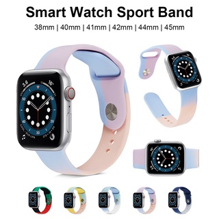 สินค้า สายนาฬิกาข้อมือซิลิโคน สีรุ้ง แบบเปลี่ยน สําหรับ AP Watch Series 7 6 SE 5 4 3 2 1 38 มม. 40 มม. 41 มม. 42 มม. 44 มม. 45 มม. iWatch