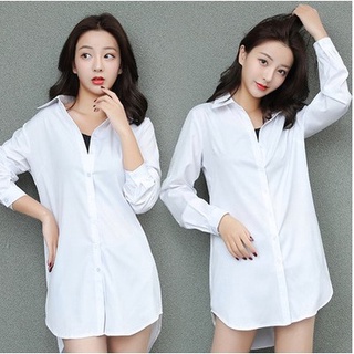 Pajamas Sexy White Shirt BF Style Slim Nightgown Blouse Oversized Shirts for Ladies 5XL-S Long BF Loose Sexy Chiffon Blouse