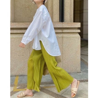 Sanzai กางเกงขากว้าง เอวสูง ผ้าเดรป ทรงหลวม สไตล์เกาหลี แฟชั่นฤดูใบไม้ผลิ ฤดูใบไม้ร่วง สําหรับผู้หญิง ไซซ์ S