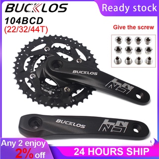 BUCKLOS ชุดข้อเหวี่ยงสำหรับจักรยานเสือภูเขา 104 BCD Triple chainring จักรยานข้อเหวี่ยง 170 มม. อะลูมินัมอัลลอยจักรยานเสือภูเขา chainwheel อุปกรณ์ขี่จักรยาน