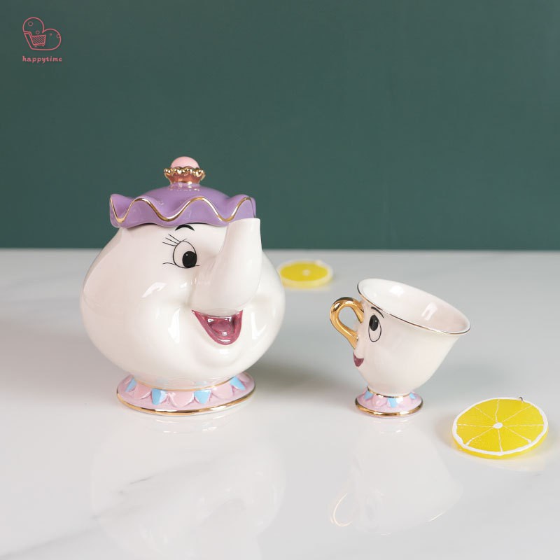 【สินค้ามีจำหน่าย】 Beauty and the Beast Teapots 3D Sculpted Ceramic Mug