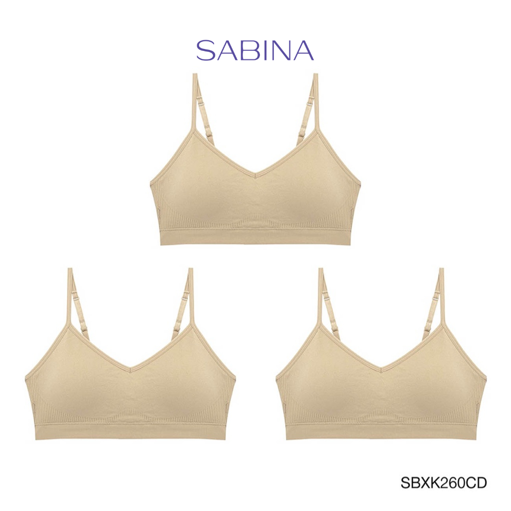 ภาพหน้าปกสินค้าSabina เสื้อชั้นใน (Set 3 ชิ้น) (ไม่มีโครง) รุ่น Soft Collection รหัส SBXK260CD สีเนื้อเข้ม