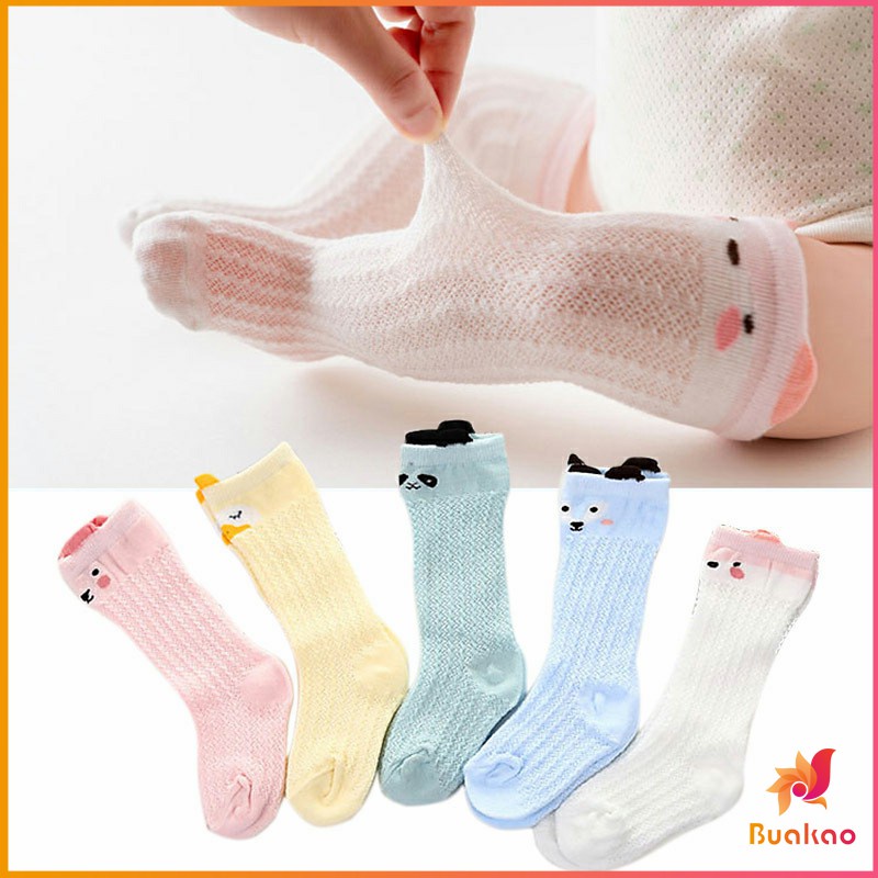 buakao-ถุงเท้ายาว-ระบายอากาศได้ดี-สำหรับเด็ก-ดีไซน์ลายการ์ตูนน่ารัก-baby-socks