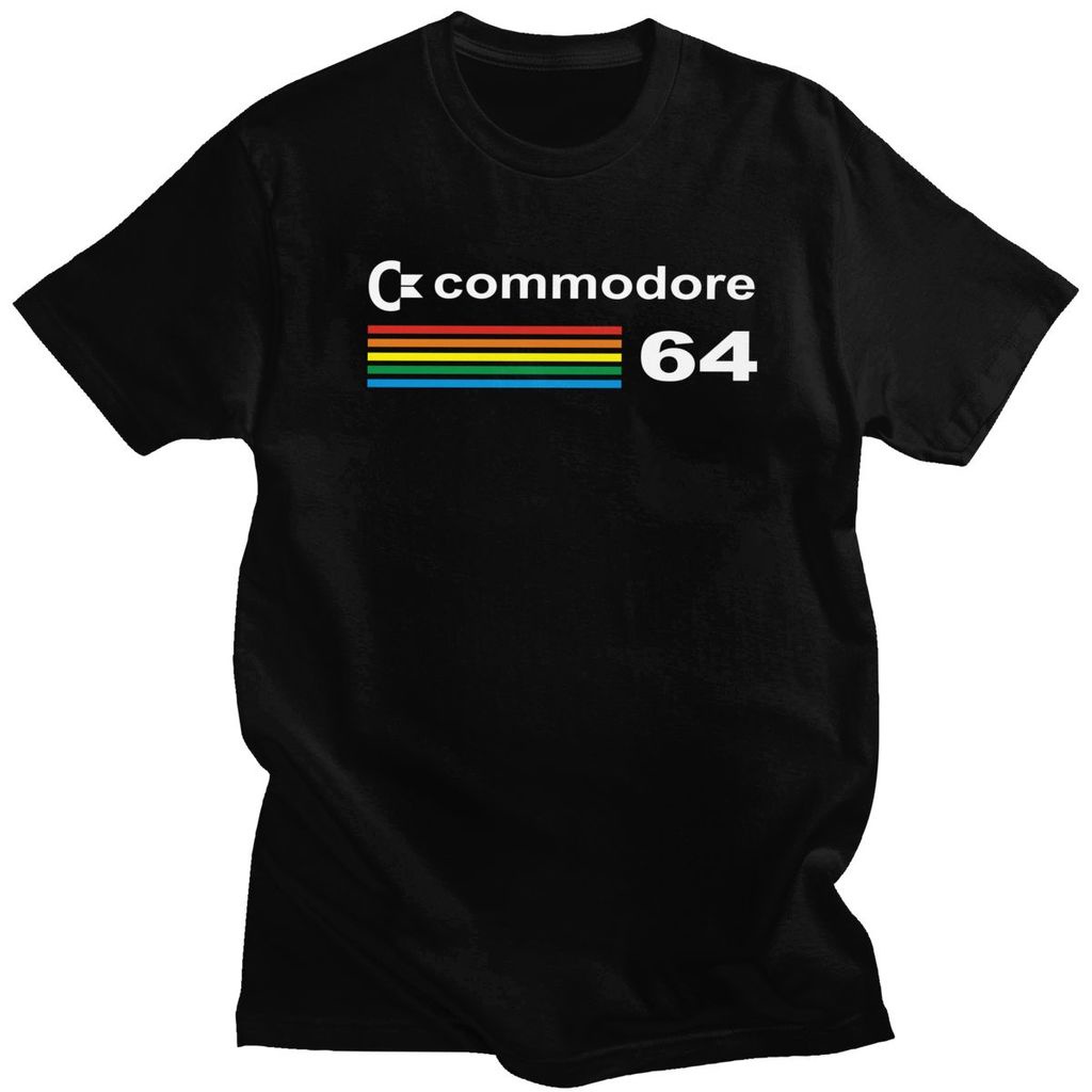 commodore-64-เสื้อยืดลําลอง-ผ้าฝ้าย-แขนสั้น-พิมพ์ลาย-amiga-computer-geek-nerd-แฟชั่นสําหรับผู้ชาย-c64